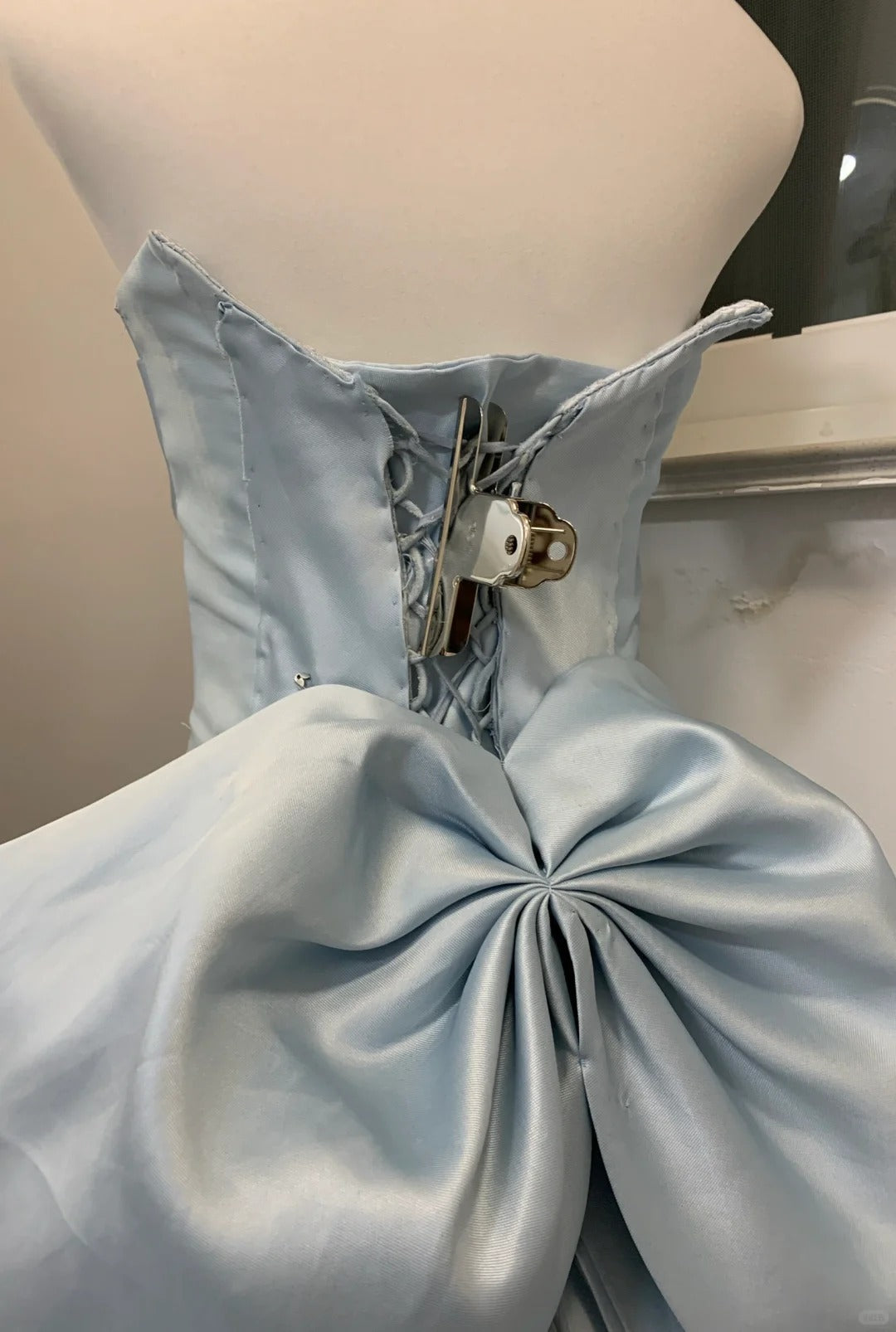 Robe de soirée longue en satin bleu, simple et élégante, gh4571