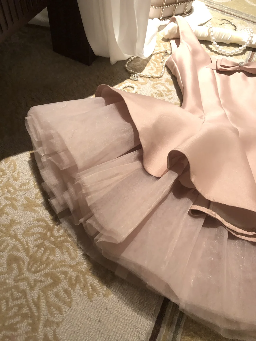 Robe de soirée courte en tulle et satin rose, élégante et mignonne, avec nœud décoratif, robe de bal, robe d'anniversaire, robe de bal, gh4077