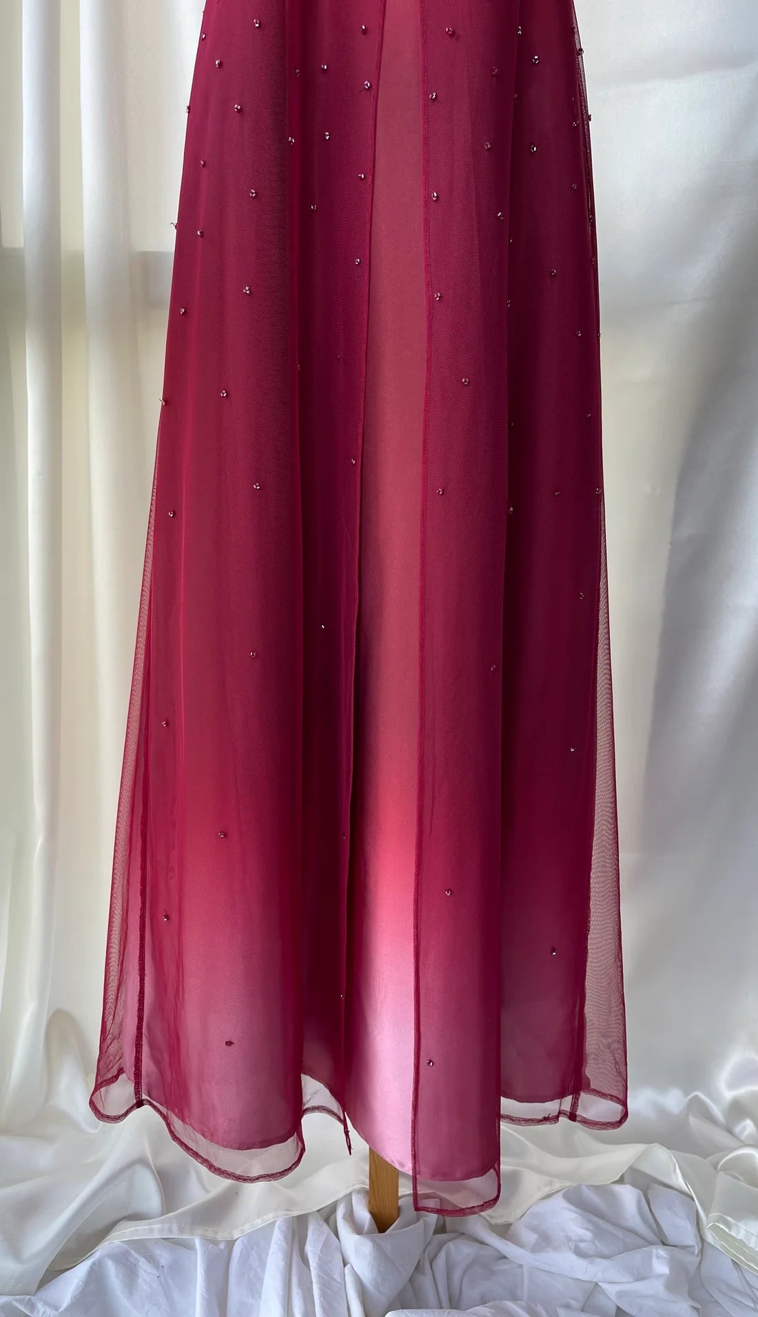 Girlhomeshops – Rotes, exquisites, florales, perlenbesetztes, modisches, langes Tüll-Ballkleid mit Abschlussballkleid gh5521