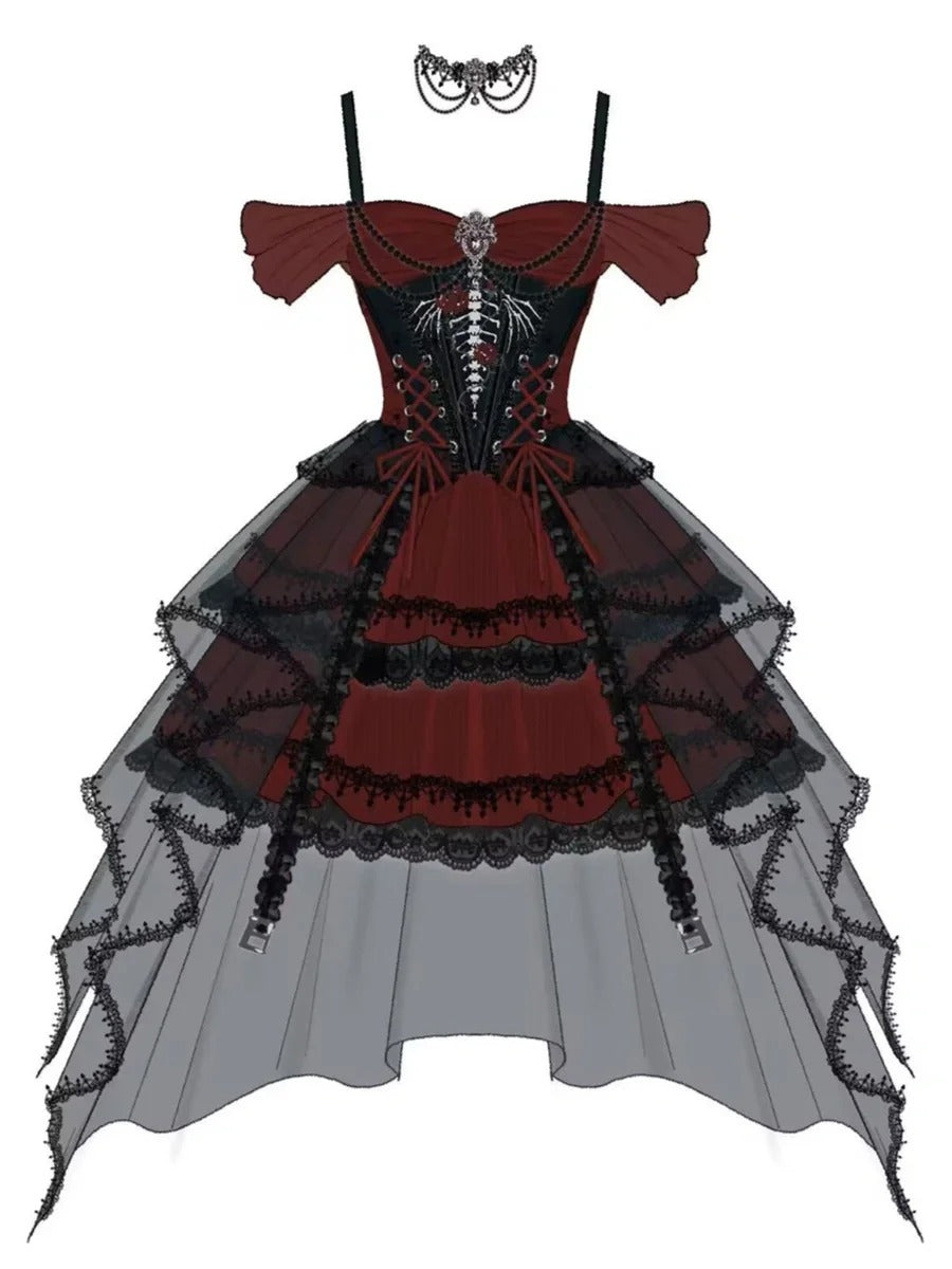 Girlhomeshops - Robe courte de soirée en tulle et dentelle perlée noire et rouge, robe d'anniversaire gh5347
