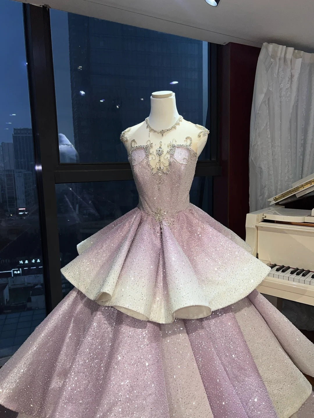 Sparkling Layered Princess Dress, Long Satin Formal Ball Gown gh6722