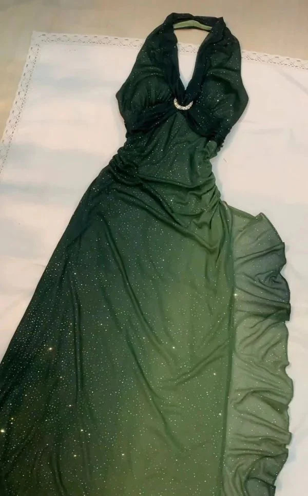 girlhomeshops--Green Shiny Elegant Long Chiffon Prom Dress gh5637