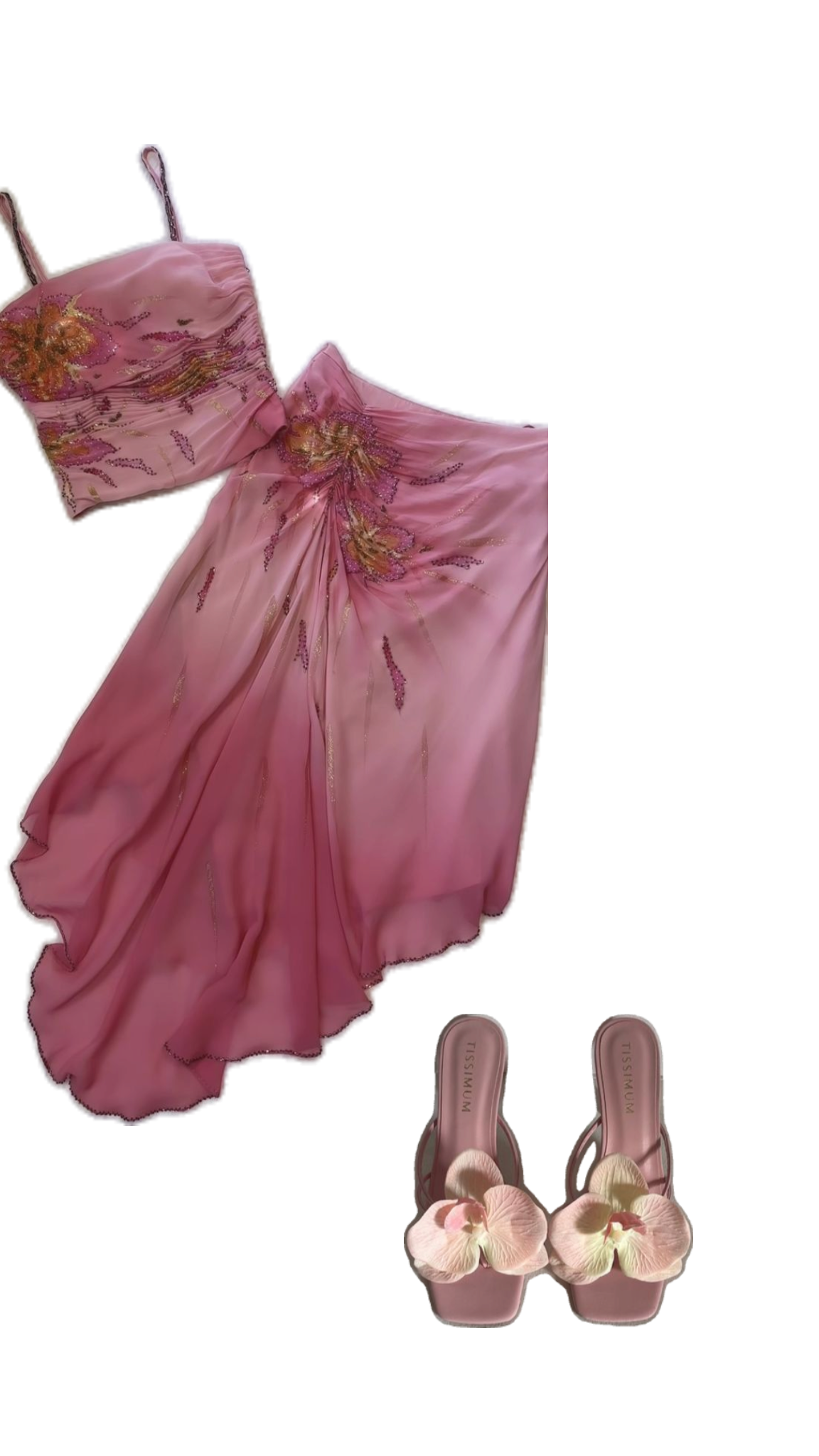 (Nicht vorrätig) Rosa Wunderschöner, exquisiter, mit Perlen besetzter Spaghettiträger, langer, eleganter Chiffonanzug, Ballkleid, Abendkleid, Partykleid, Abschlussballkleid gh3180