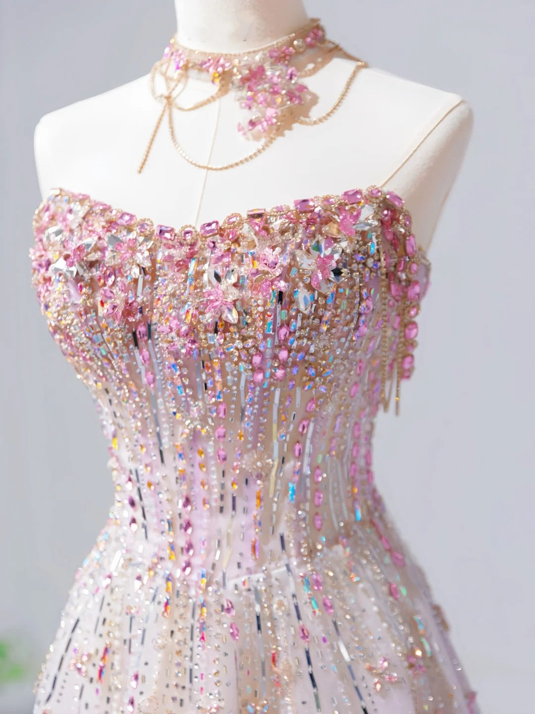 Robe de bal bustier Fairy Luxury Pink Diamond Starlight - Robe somptueuse pour dîner et tapis rouge gh6565