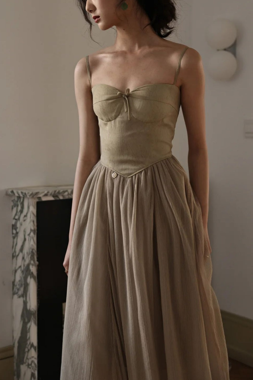 girlhomeshops--Custom-made spaghetti strap long simple tulle bridesmaid dress gh5710