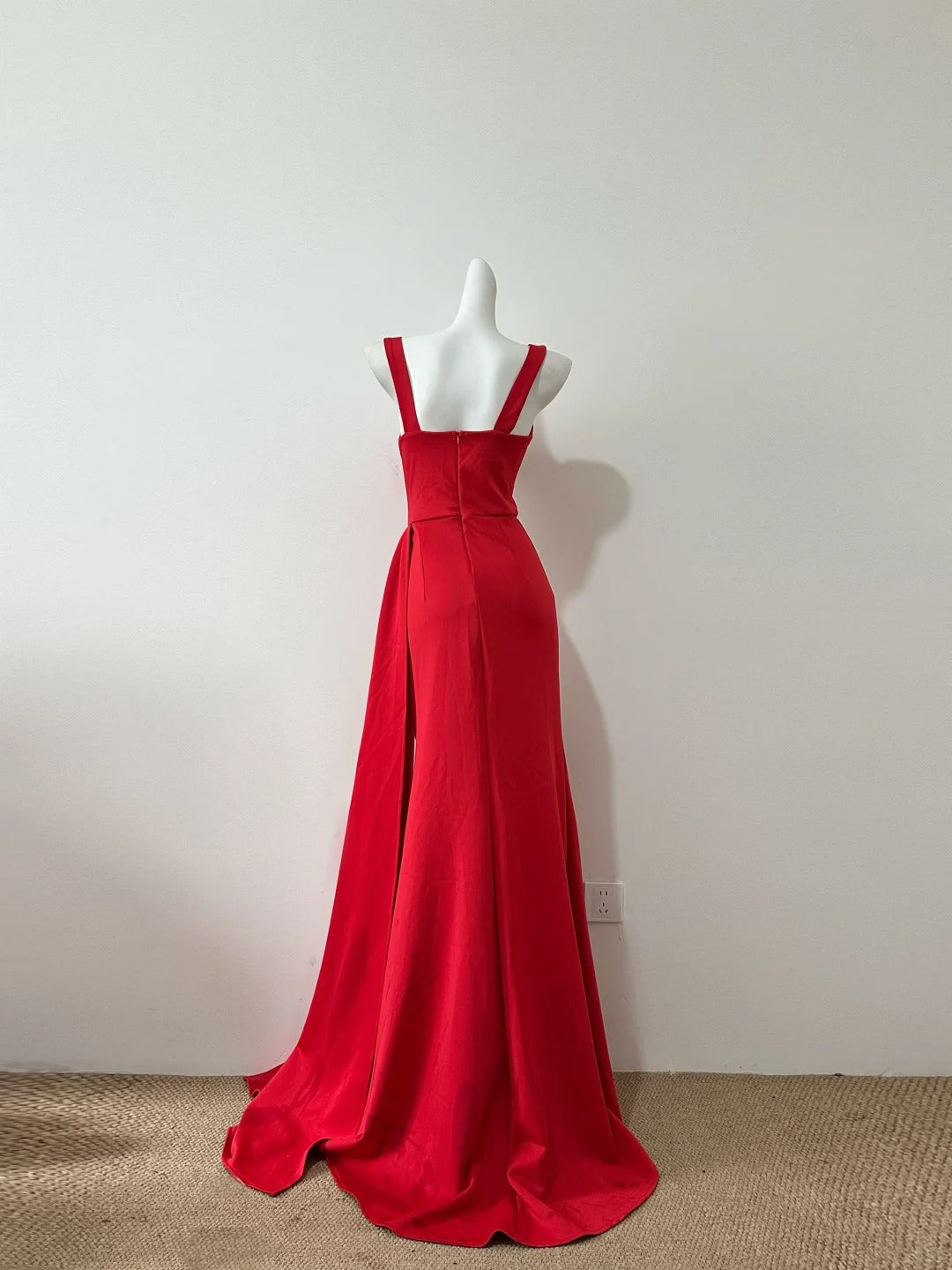 Red Fashion Elegant Long Floor Length Satin Sexy Slit Prom Dress Evening Dress Party Dress Prom Dress gh4049