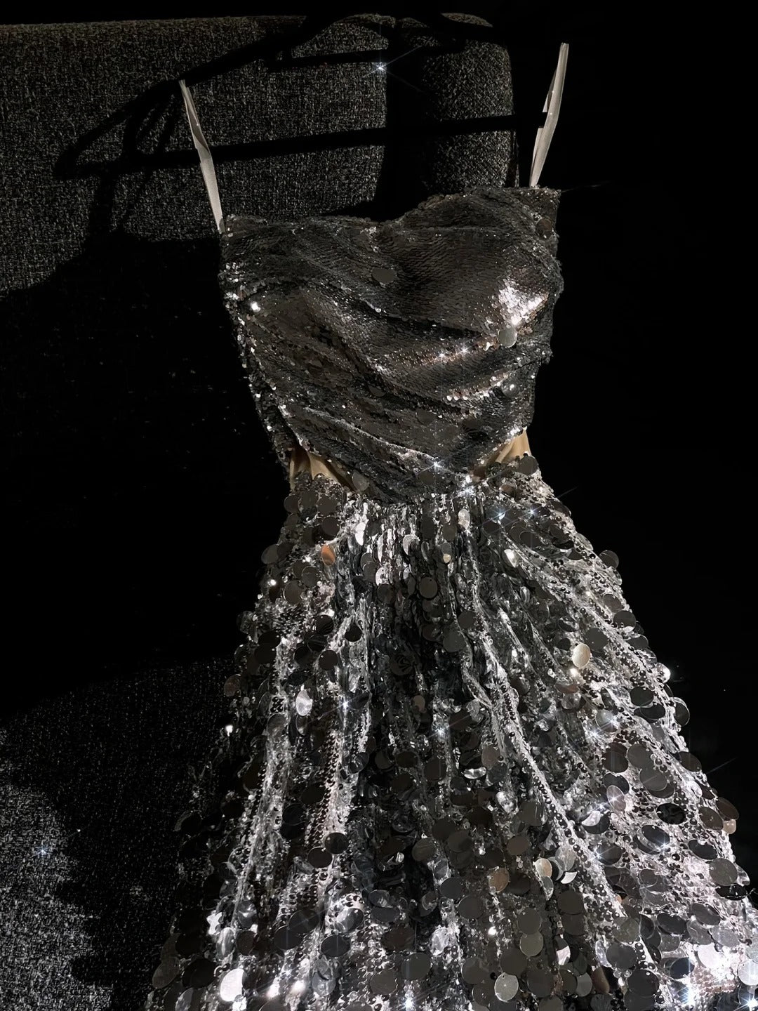 girlhomeshops--Silver sparkling sequins glittering long prom dress prom dress gh5696