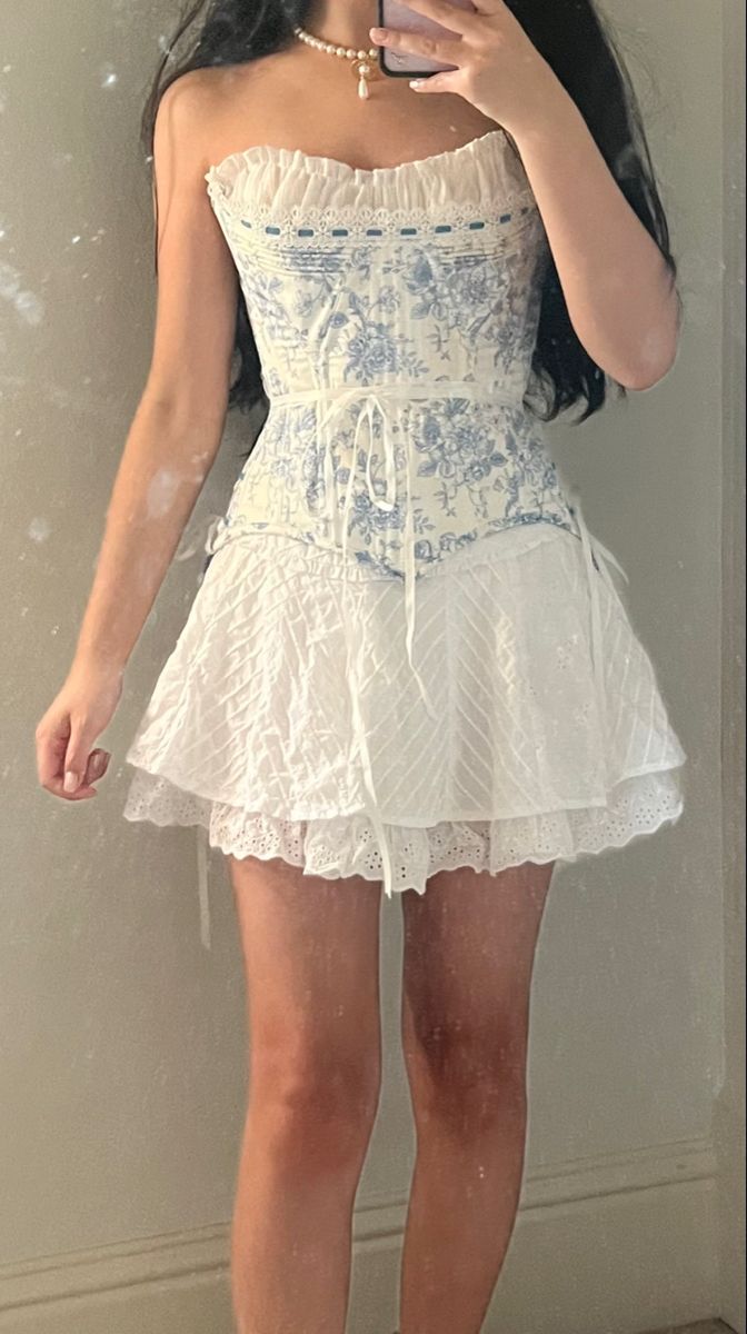 girlhomeshops-- Blue floral elegant short chiffon homecoming dress for girls garden party dress blue and white porcelain gh5721