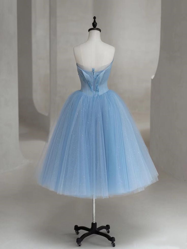 Robe de soirée longue en tulle bleu brillant, élégante et exquise, avec perles, mignonne, robe de bal, robe de soirée, gh3372