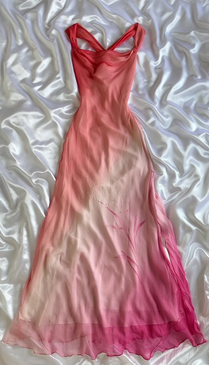 Pink Fashion Gradient Orchid Elegant Long Chiffon Ball Gown Evening Dress Party Dress gh3281