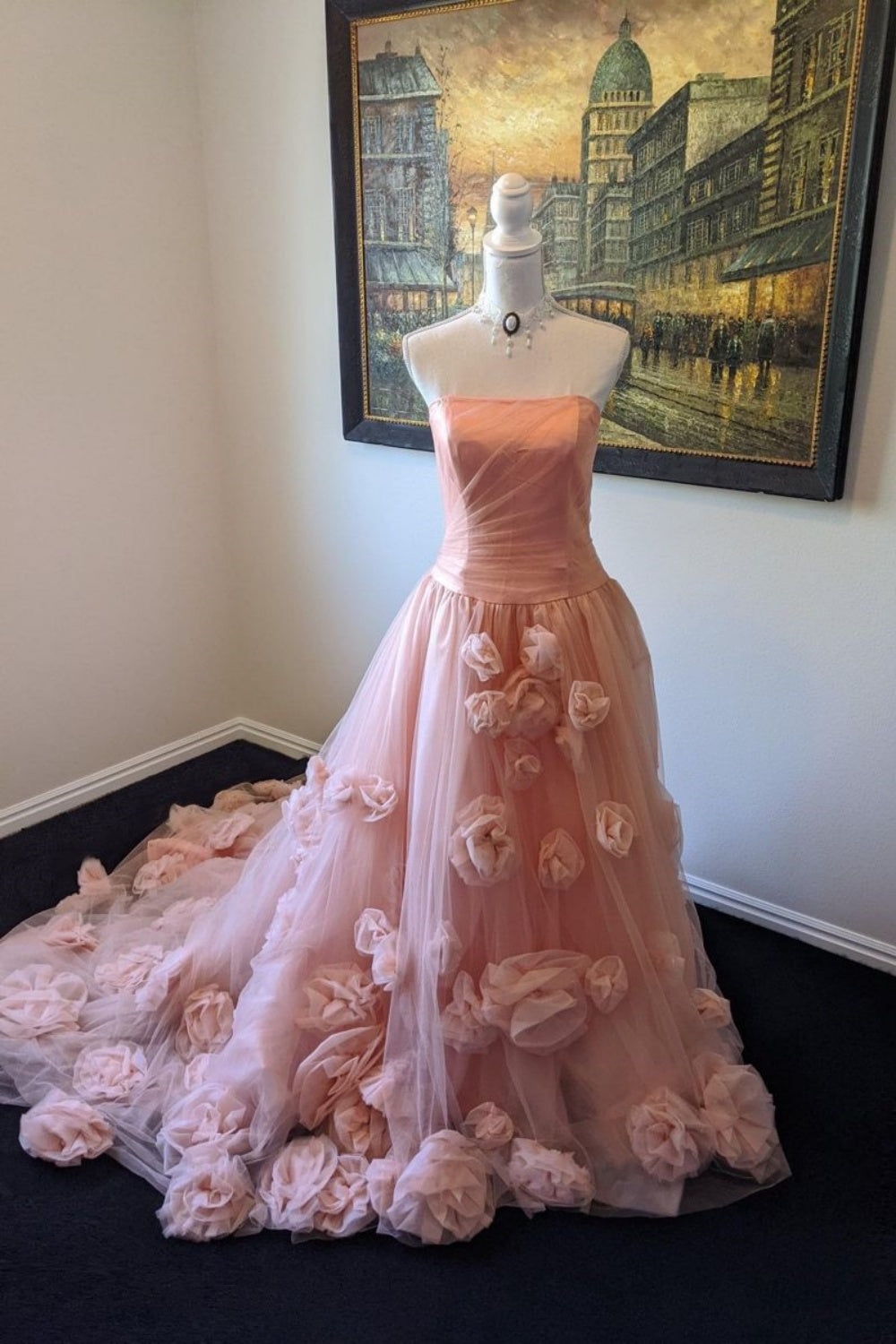 girlhomeshops - Robe de mariée longue en tulle rose, élégante et florale, gh5951