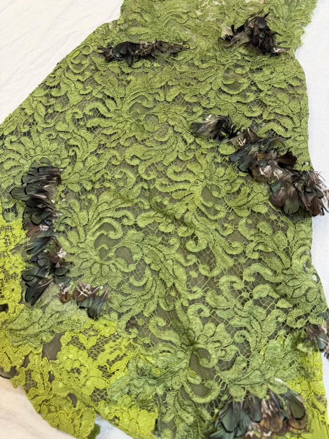 girlhomeshops-Olive Green Lace and Chiffon Paneled Sleeveless Midi Dress gh6311