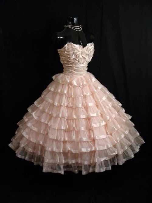 girlhomeshops--Pink Sweet Fashion Unique Off-The-Shoulder Multi-Layered Tulle Short Homecoming Dress 16th Birthday Dress gh5612
