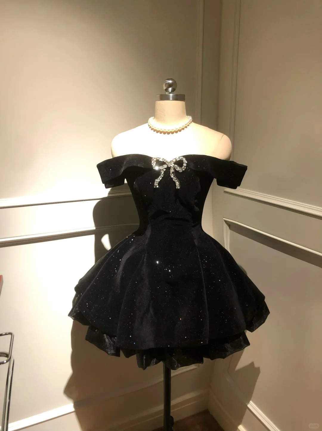 Robe de soirée courte noire brillante en tulle, tenue de soirée, d'anniversaire, de cocktail, de bal, gh3967