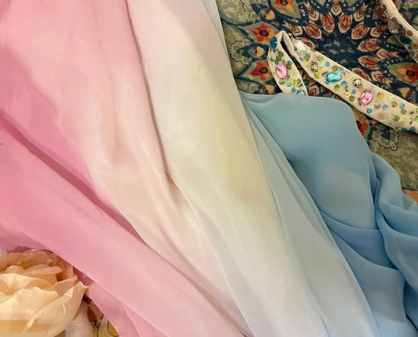 Blaues, regenbogenfarbenes, perlenbesetztes, langes Chiffon-Meerjungfrauen-Ballkleid, Abendkleid, Partykleid gh4437