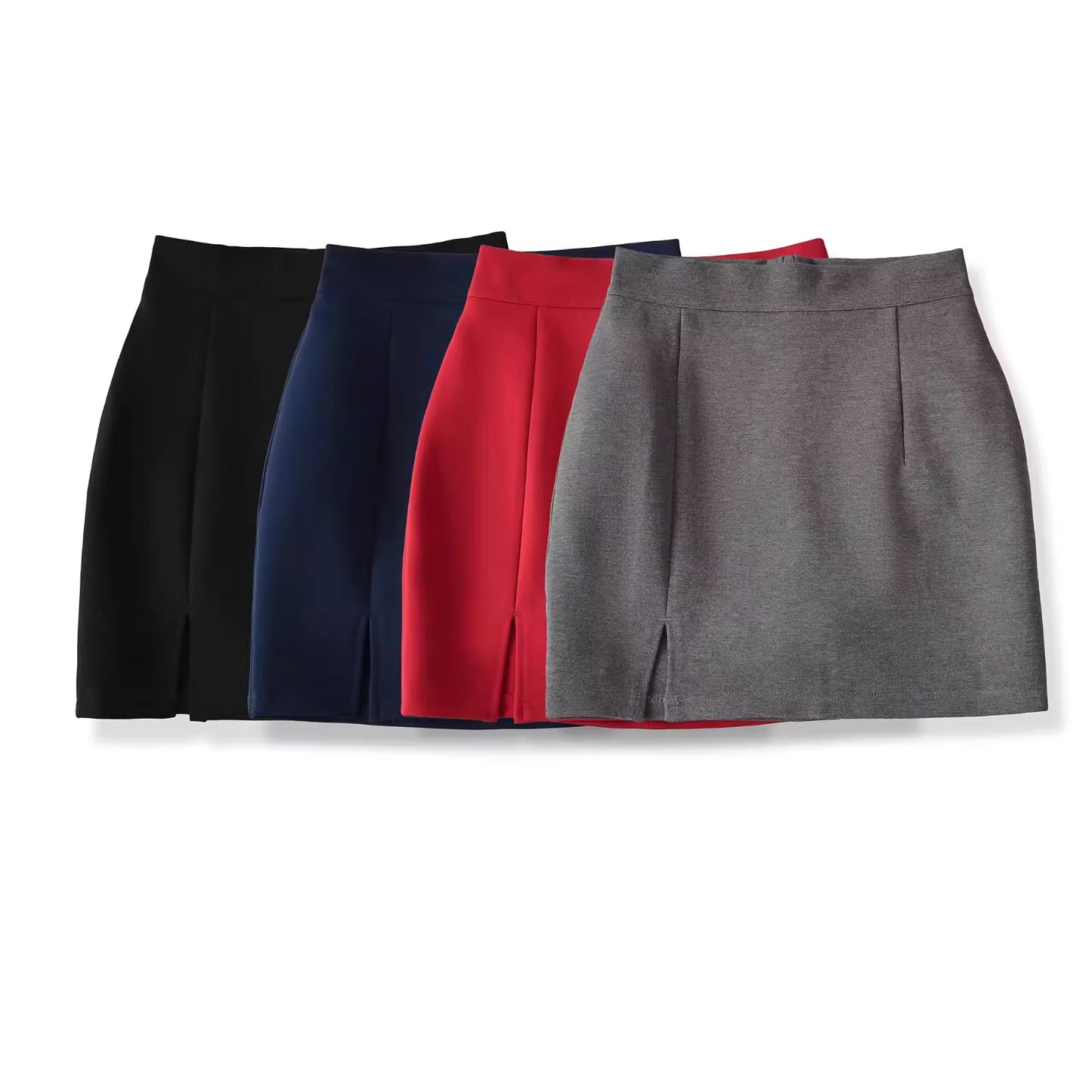 Sexy, high-waisted, hip-enhancing, bodycon skirt with slits, designed to prevent wardrobe malfunctions. A sexy, form-fitting pencil skirt with a slit. 11409