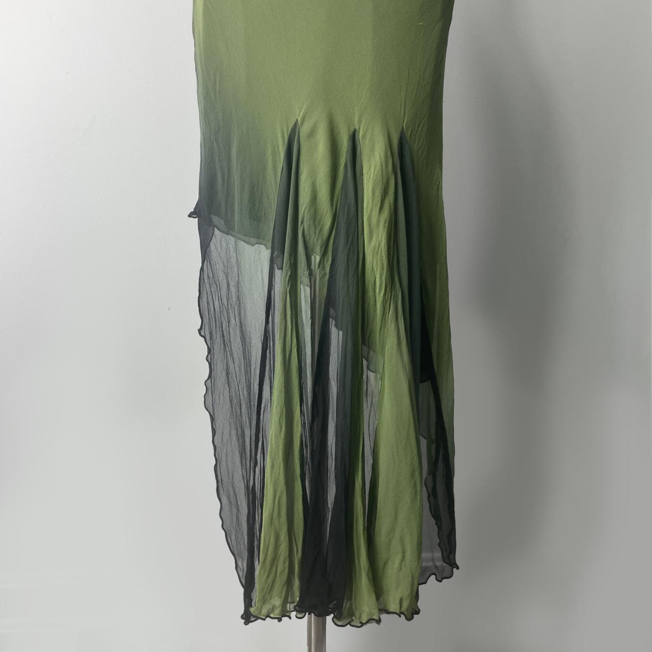 Robe de soirée élégante et raffinée en mousseline de soie, style Magicien d'Oz, vert dégradé, bretelles spaghetti, robe de soirée, gh3566