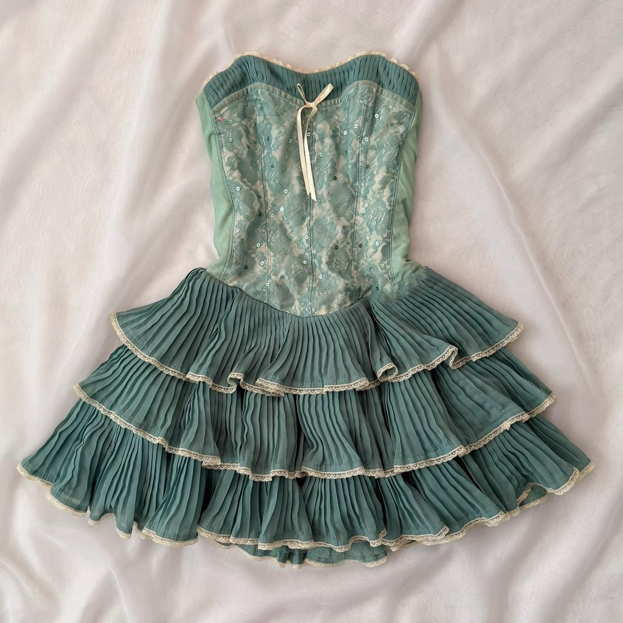 Blue Cream Dress Garden Fairy Vintage Corset Top Ruffled Tiered Skirt Short chiffon Women's Homecoming Dress Evening Dress Party Dress gh4121