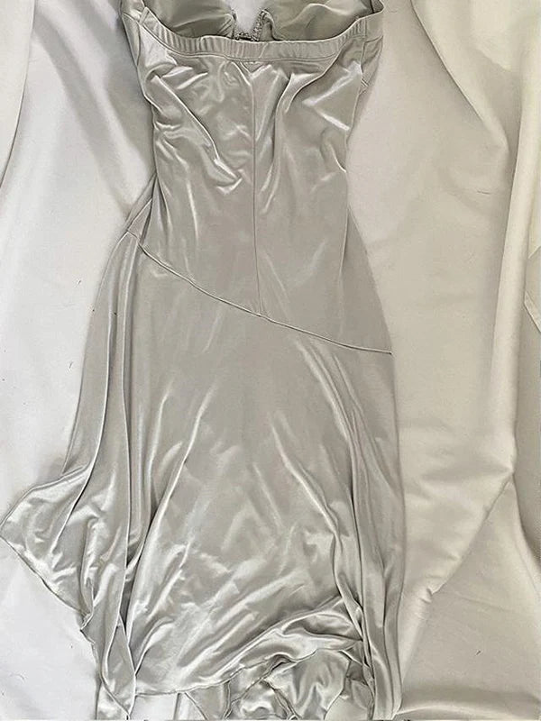 Silver White Retro Fairy Short satin Homecoming Dress Party Dress Birthday Dress Prom Dress gh4669