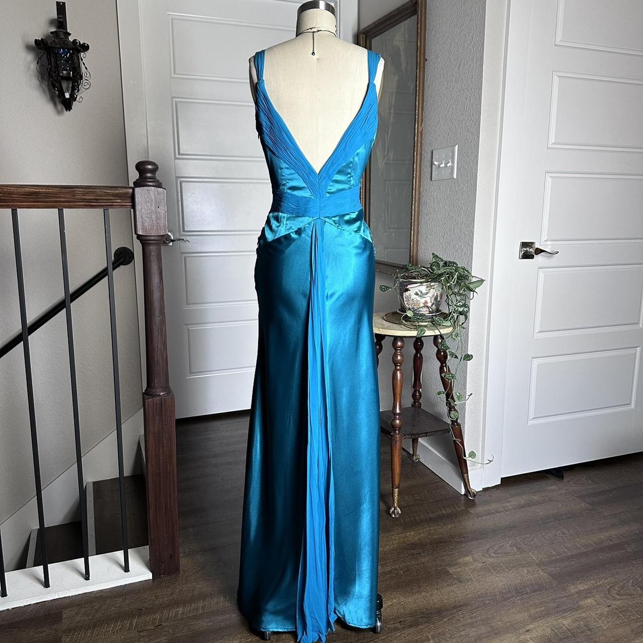 Blaues Retro-Mode-V-Ausschnitt-elegantes exquisites Perlen-Blumen-Lang-reizvolles dünnes Spaghetti-Träger-Ballkleid-Abendkleid-Partykleid-Abschlussballkleid gh3680