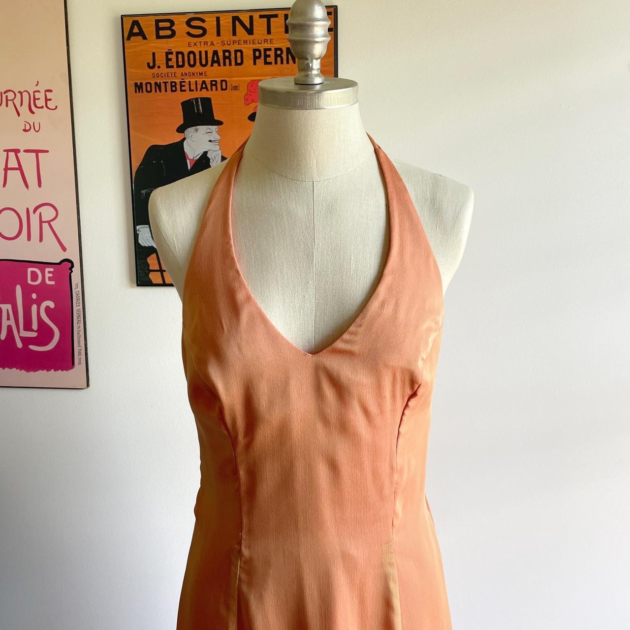 Robe de soirée élégante en tulle, col en V, dos nu, lacets, longue, orange et rose, gh3579