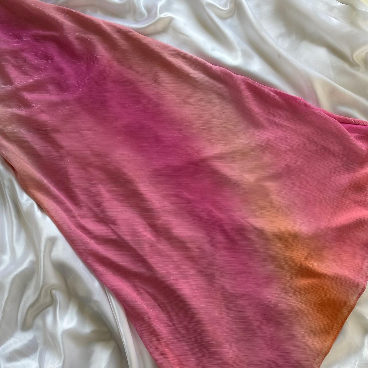 Robe de soirée longue en mousseline de soie rose à dégradé de couleurs gh4451