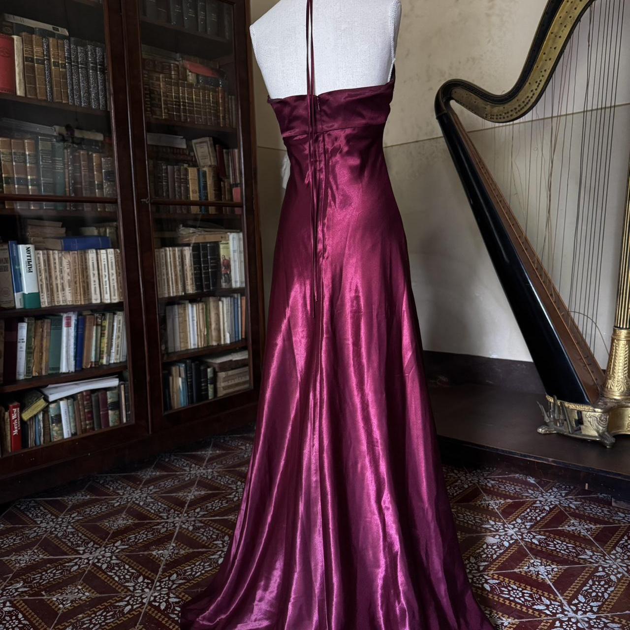 Girlhomeshops--Vintage Burgundy wine red long satin fairy dress prom dress gh5542