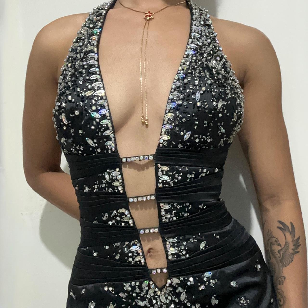 Schwarzes, wunderschönes Vintage-Mode-Elegantes, exquisites, perlenbesetztes Spaghettiträger-Lang-Satin-Ballkleid, Abendkleid, Geburtstagspartykleid, Abschlussballkleid gh3640