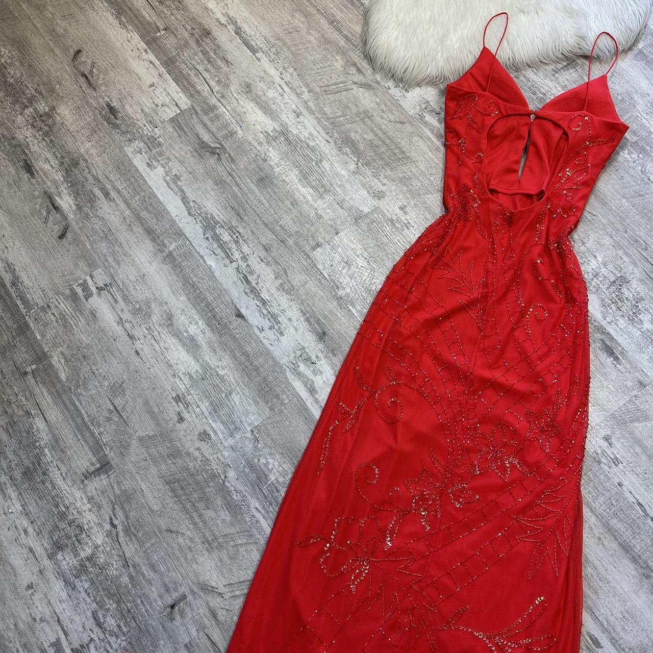 Red stunning exquisite beaded floral sequined backless women's long chiffon evening dress party dress prom dress gh4287