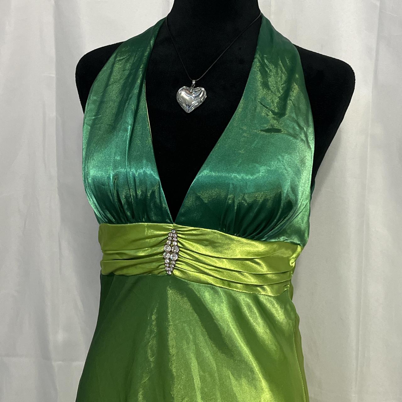 Green Retro Fashion Gradient V-Neck Dress Fairy Long Satin Prom Dress Evening Dress Party Dress Prom Dress gh3627
