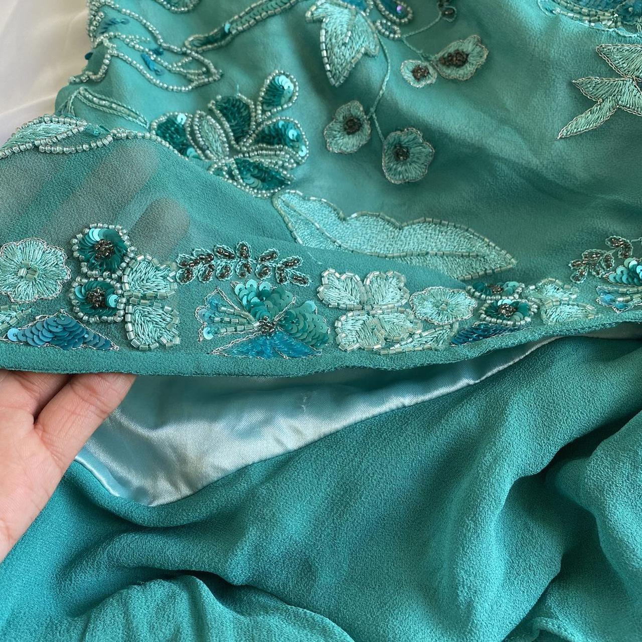 Green Beautiful Vintage Gorgeous Fashion Elegant Exquisite Beaded Sequined Strapless Long Asymmetric Chiffon Flowing Ball Gown Evening Dress Birthday Wedding Guest/Birthday Party Dress Prom Dress gh4016