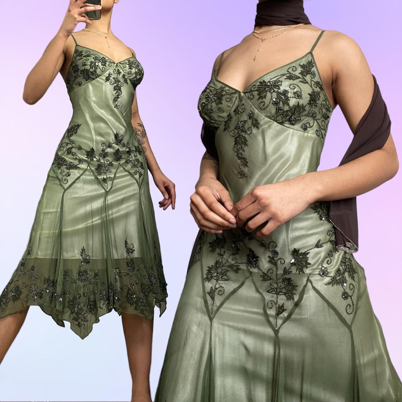 Robe de soirée asymétrique mi-longue en mousseline de soie, élégante et élégante, style vintage, à perles, style vintage, pour anniversaire, mariage, fête, bal, gh4017