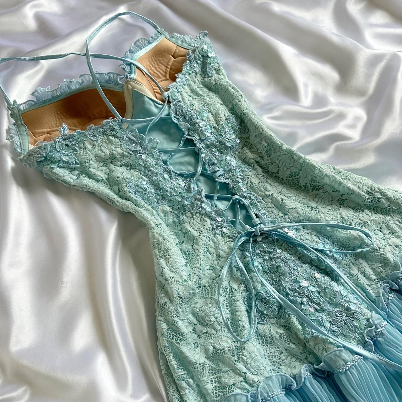 ❄️✨Powder Blue Sparkling Charming Retro Princess Stunning Unique Fashionable Beautiful Elegant Delicate Lace Short Lace Sequin Homecoming Dress Prom Dress Evening Dress Birthday Party Dress Prom Dress gh3916