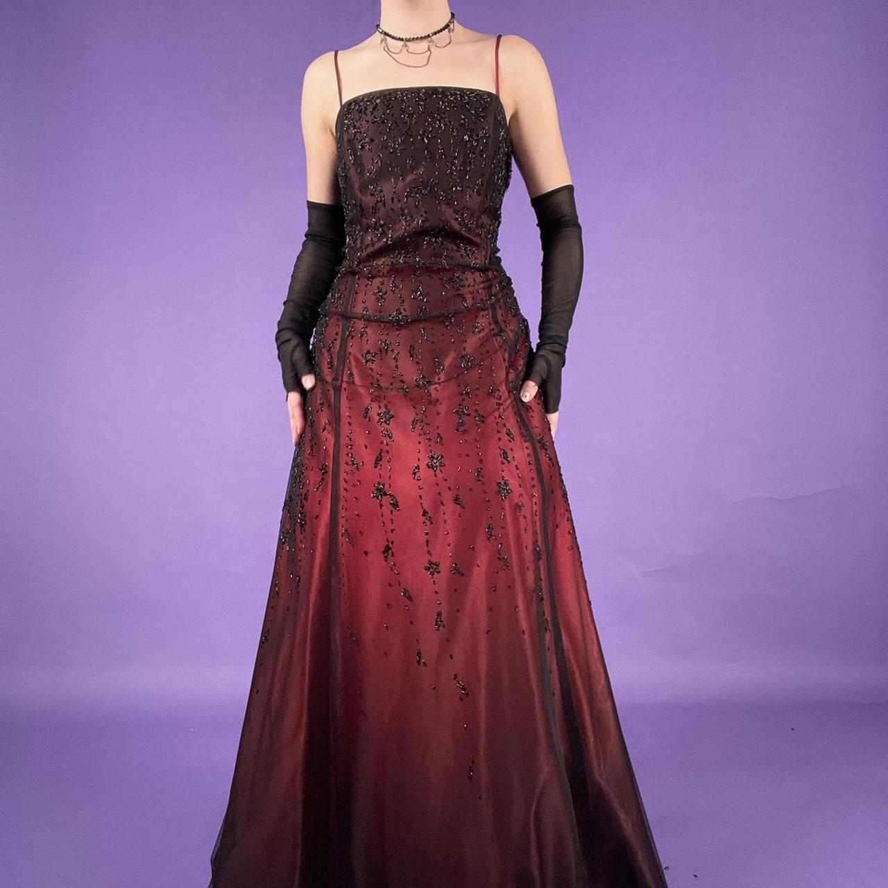 Robe de soirée longue en satin et tulle bordeaux, magnifique, délicate, élégante, à bretelles spaghetti, robe de bal, robe d'anniversaire, robe de remise de diplôme, robe de bal, gh3953