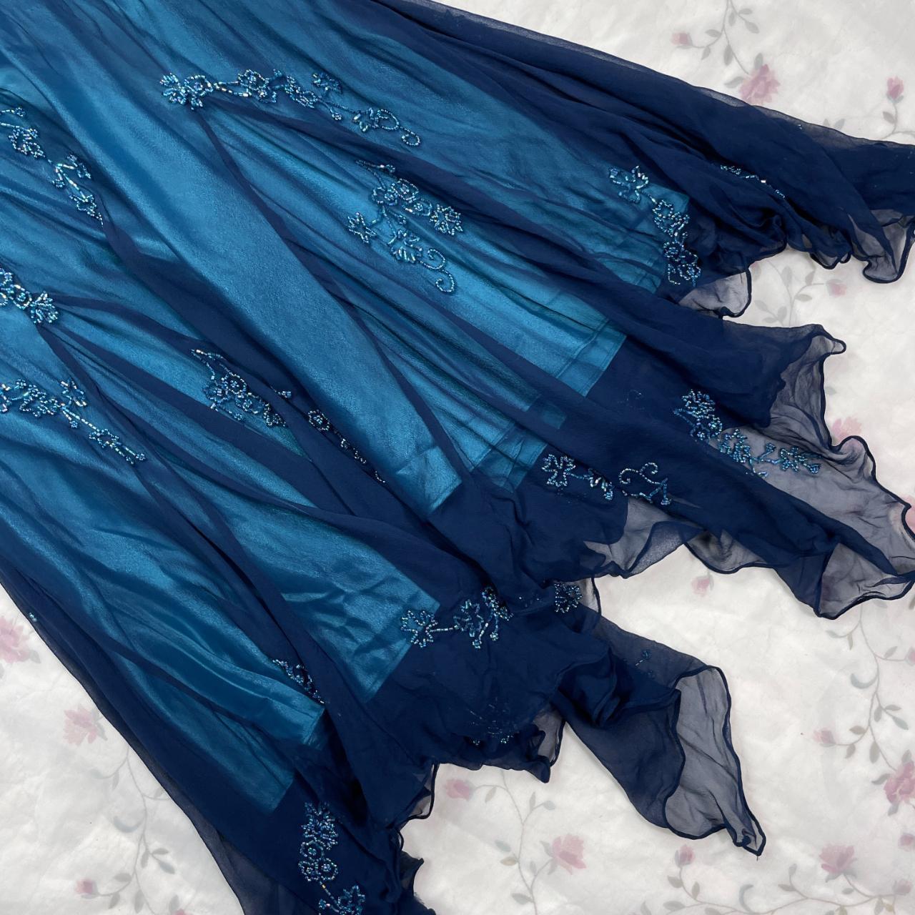 Dark Blue Fairy Mermaid Beaded Long Chiffon Formal Prom Evening Dress Wedding Guest Party Gown Dress Greek Halter Neck gh3617b