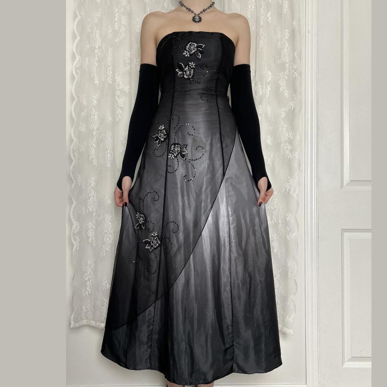 Black Vintage Fashion Gradient Exquisite Floral Beading Long Tulle prom dress Evening Gown Party Dress gh3602