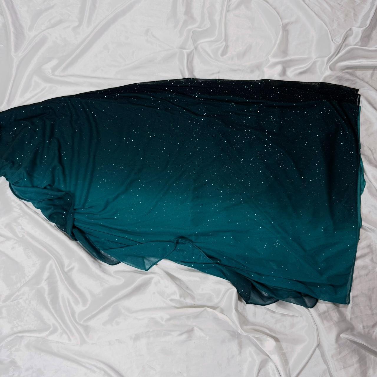 Robe de soirée longue en mousseline de soie, asymétrique, à paillettes bleu sarcelle, dégradé de couleurs, élégante et douce, robe de bal, robe de soirée, robe de bal, robe de fée, robe gothique, gh4180