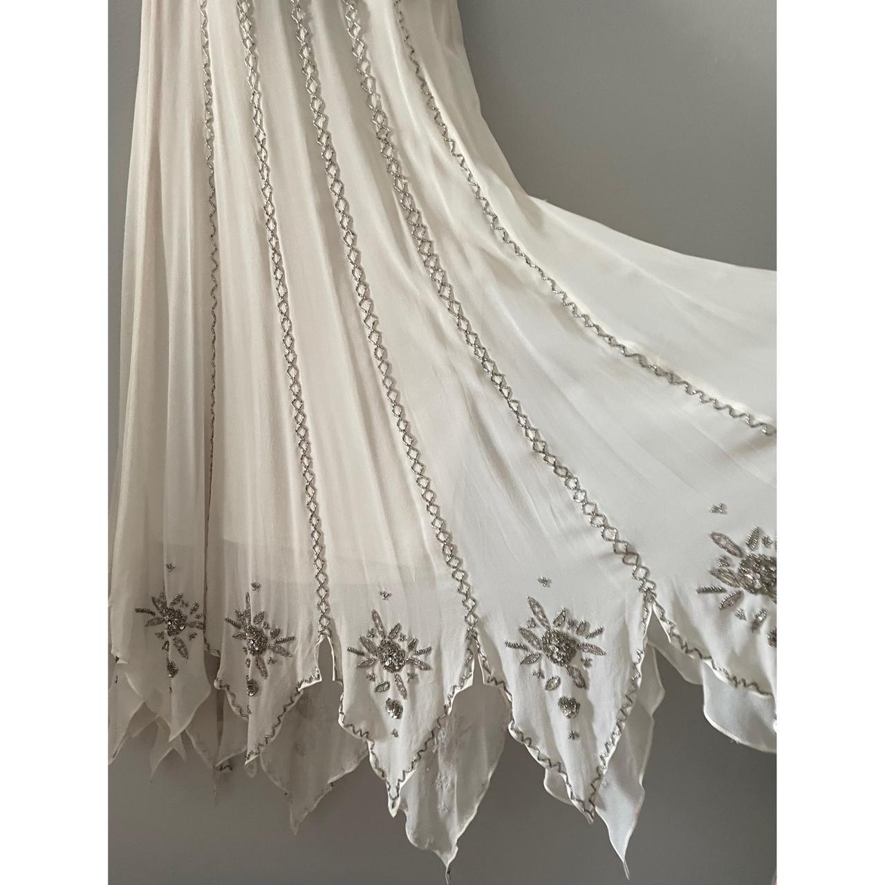 girlhomeshops-White exquisite beaded long chiffon flowing prom dress fairy dress gh5790