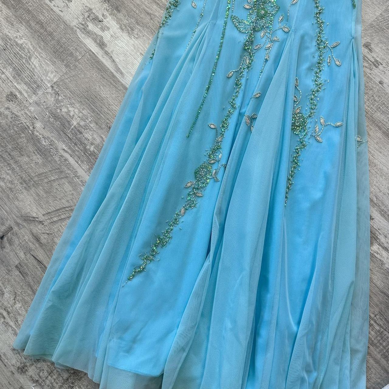 Robe de bal longue rétro bleu clair, superbe et élégante, à paillettes, dos nu, robe de soirée féerique Y2K, robe de soirée gh4517