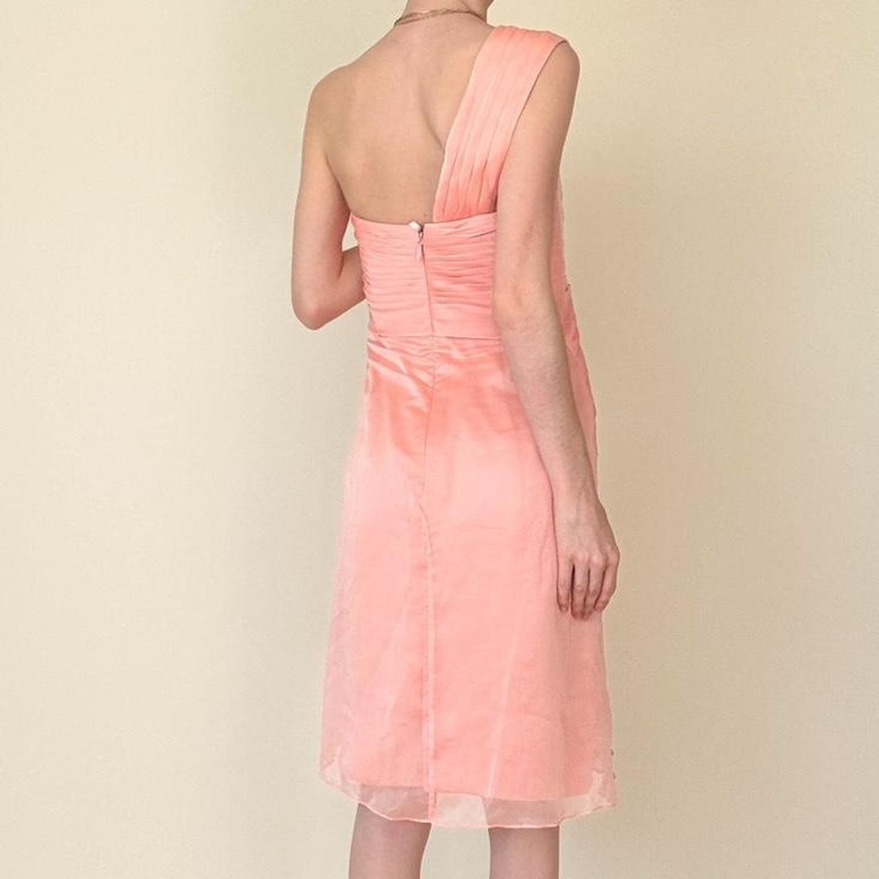 Y2K Peach Pink One Shoulder Dress Ruffled Layered Detail Y2K Coral Pink Prom Homecoming Dress gh4596