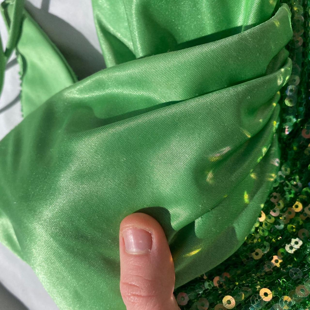 Robe de soirée en satin vert vintage, décolleté plongeant en V, exquise, à paillettes et perles, longue, dos nu, robe de bal, robe de soirée, robe de fête d'anniversaire, gh3960
