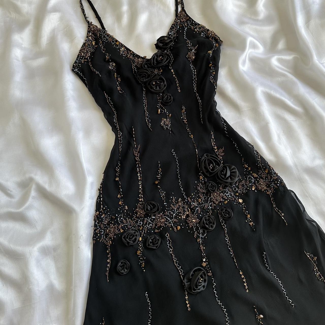🥀✨Black Shiny Beautiful Vintage Gorgeous Fashion Elegant Exquisite Black Rose Gold Beading Midi/Short Chiffon Homecoming Dress Prom Dress Evening Dress Birthday Party Dress Ball Gown gh4013