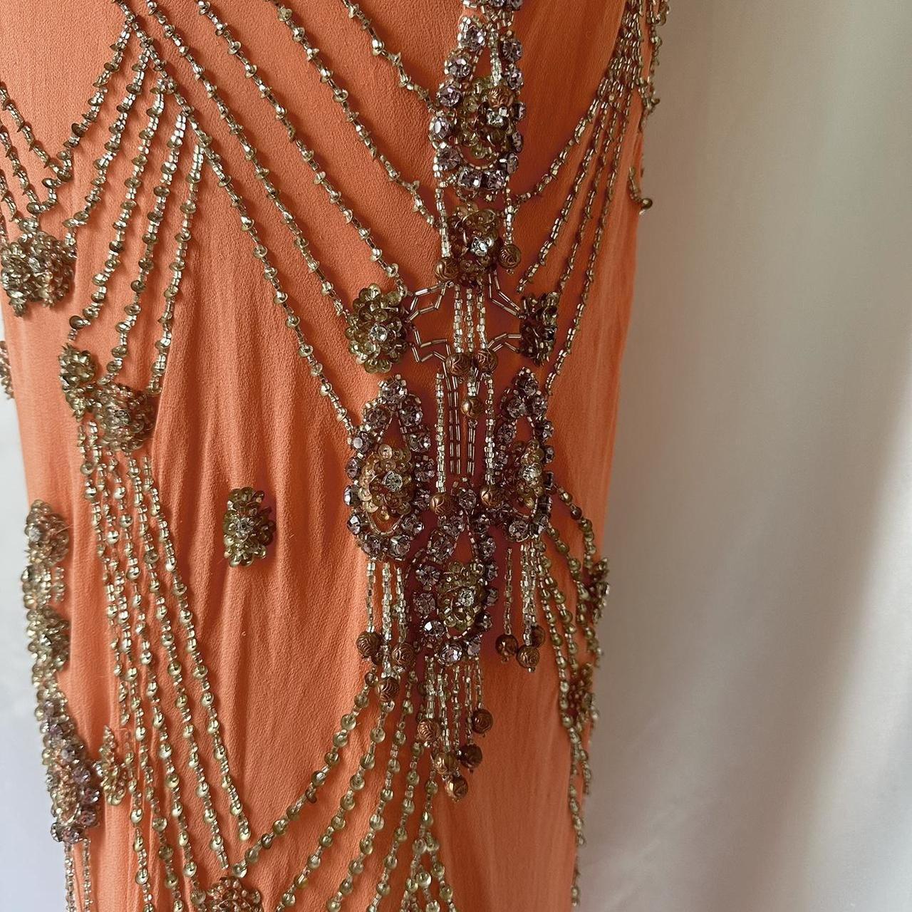Robe de soirée longue en mousseline de soie, élégante et exquise, ornée de perles, style fantaisie, orange corail, gh3747