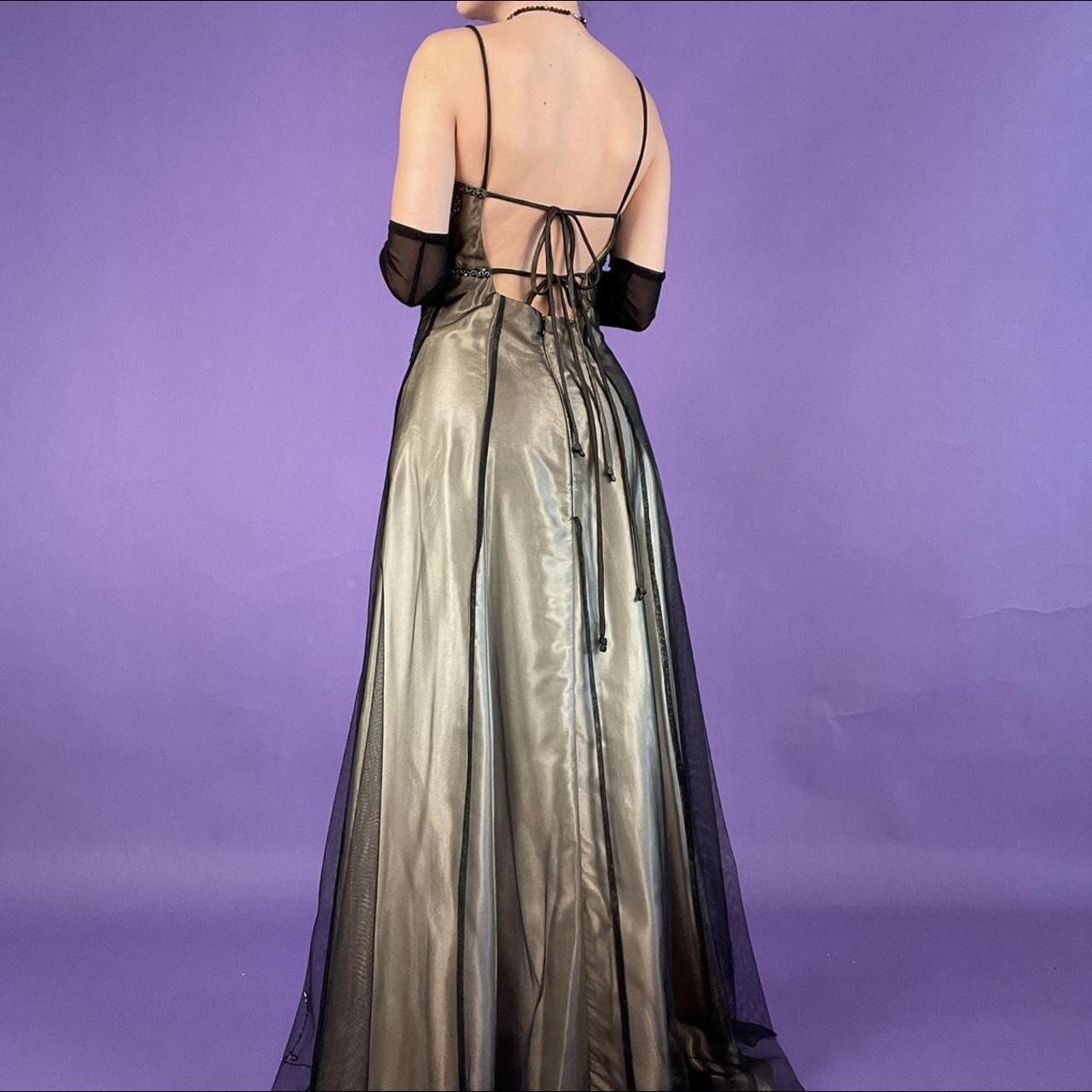 Robe de soirée élégante en tulle, longue et délicate, couleur marron doré, avec perles, pour fête d'anniversaire, bal, gh3614