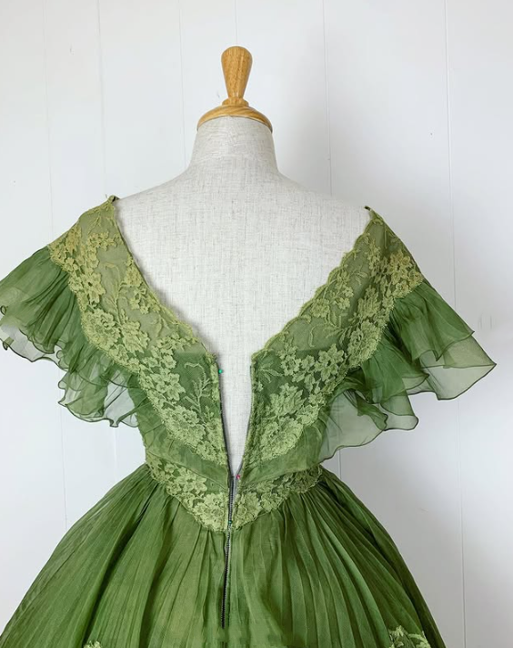 Green sweet and cute exquisite lace long tulle prom dress evening dress birthday party dress homecoming dress gh3539