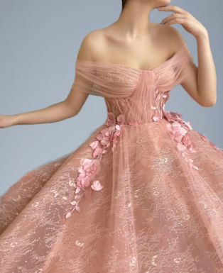 Off Shoulder Sweetheart 3D Flower Pleats Lace Pocket Tulle Prom Dresses Formal Wedding Party Gowns gh2189
