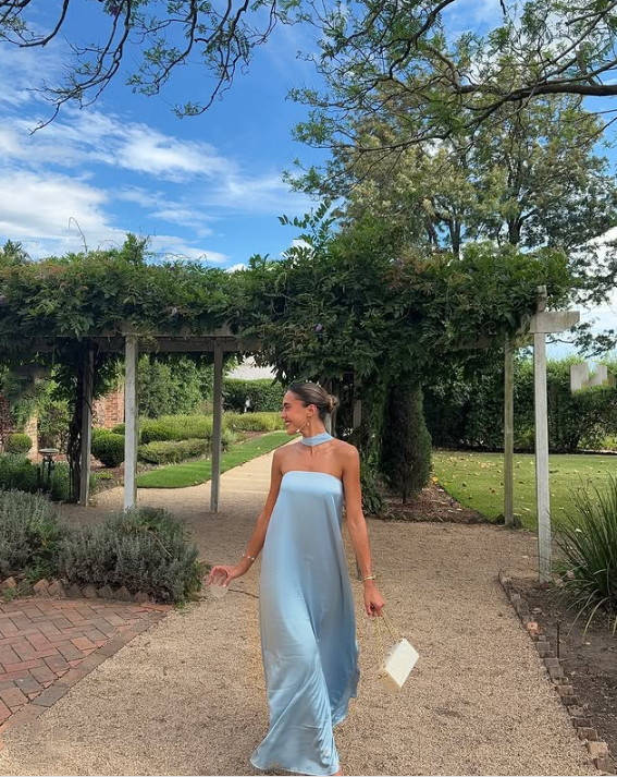 Light Blue Simple Elegant Fashion Long Satin Prom Dress Evening Dress Wedding Guest Party Dress gh3631