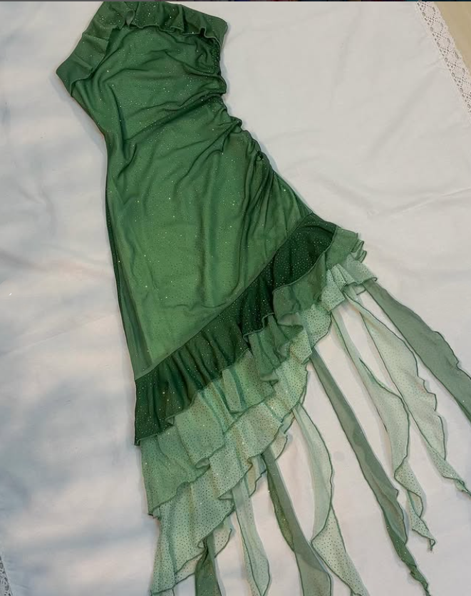 Green shiny ruffle chiffon homecoming dress fashion birthday party dress gh4814