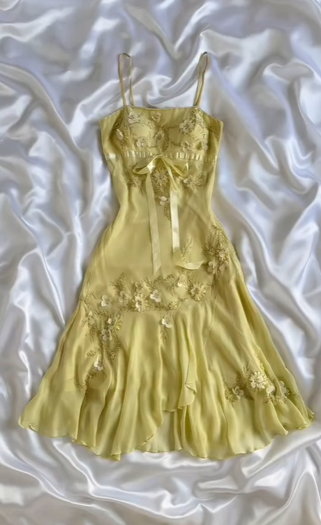 Yellow floral beaded short chiffon homecoming dress birthday party dress gh4854