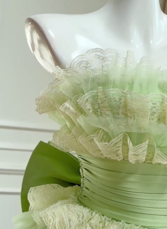 Girlhomeshops -Green sweet cute short layered homecoming dress birthday party dress gh5097